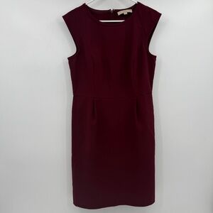 Ann Taylor Loft Dress Women 8 Burgundy Sleeveless Shift Office Career Pockets